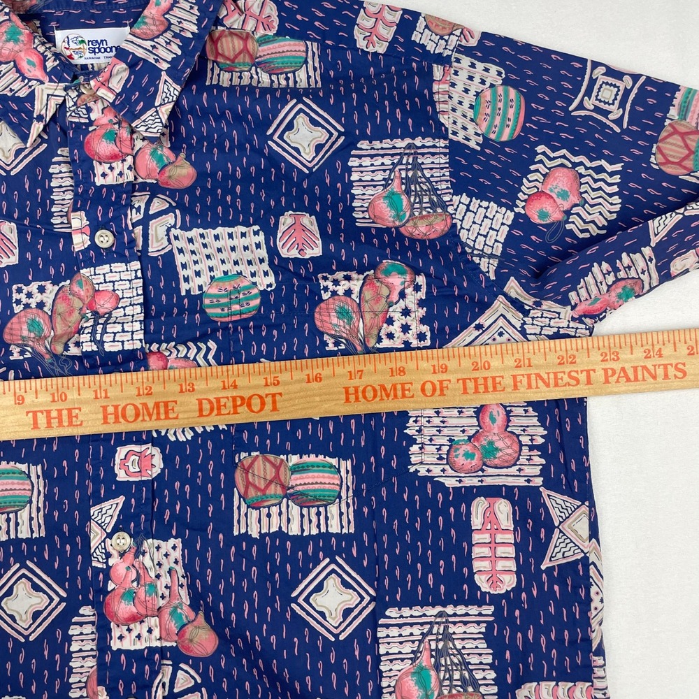 Reyn Spooner Mens Hawaiian Shirt Blue Geometric Novelty Print Short Sleeve Large - Picture 4 of 6